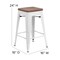 Merrick Lane Dalton Series Backless Metal Dining Stool with Wooden Seat for Indoor Use